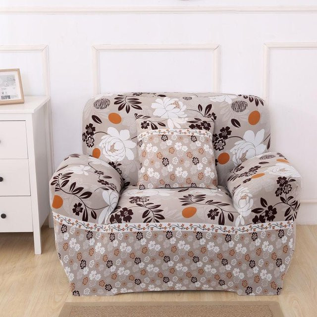 WTEMPO Sesselbezug mit floralem Muster in Beige, elastischer und rutschfester Stoffbezug für Sessel von 90-140 cm - Bild 1