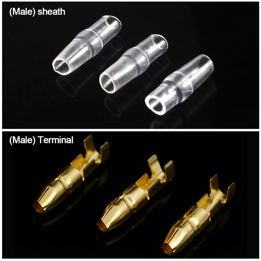 50 Stück Goldmessing Kabelstecker und Isolierhülsen 4,0mm in Gold und Lila für dein Auto - Bild 3