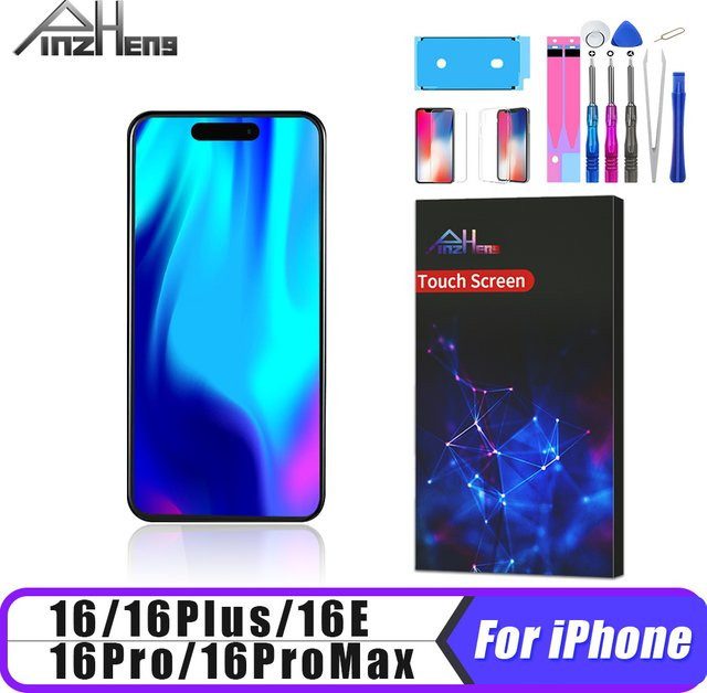 PINZHENG OLED Ersatzdisplay für iPhone 16, 16 Pro, 16 Pro Max, 16 Plus und 16E, Incell LCD Display in Multicolour - Bild 1