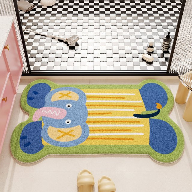 VIKAMA Cartoon-Tier Fußmatte aus Imitations-Kaschmir für Badezimmer und Toilette, Mehrfarbig, B/T: 60 x 40 cm - Bild 1