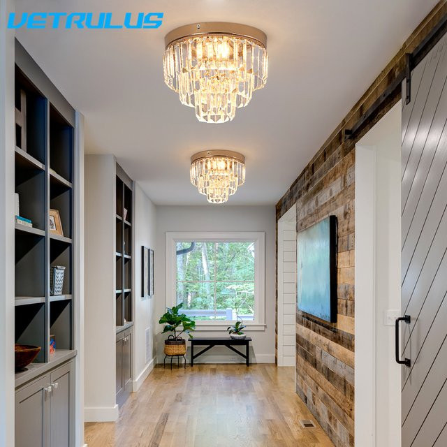 VETRULUS Kristall LED Pendelleuchte im nordischen Design, runde Deckenleuchte in Transparent für Küche, Wohnzimmer, Esszimmer und Flur - Bild 1