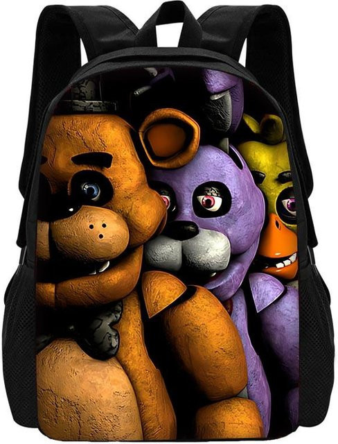 Potdemiel Kinder Schulrucksack Set mit Brotdose und Federmäppchen Cartoon Mitternachts-Teddybär, Mehrfarbig, Nylon - Bild 1