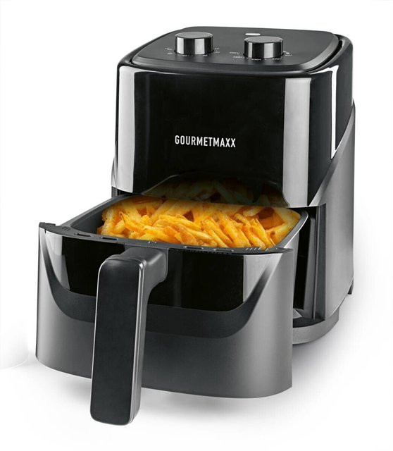 GOURMETmaxx Heißluftfritteuse 1300W in Schwarz mit 3,2 l Fassungsvermögen, B/H/T: 18,3 x 18,3 x 10,3 cm - Bild 1