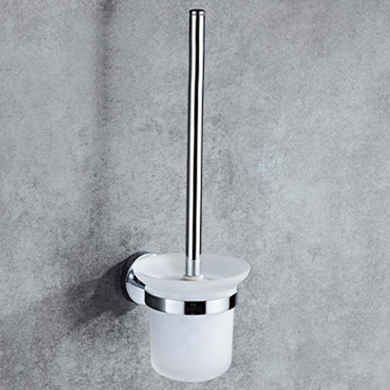 SoleMemory Wandmontierter Toilettenbürstenhalter mit Stahlhalterungen und transparentem Glasbecher für dein modernes Badezimmer - Bild 5