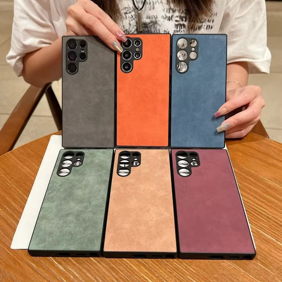 Luxuriöse Handyhülle aus mattiertem Leder für Samsung Galaxy S25 S24 S23 Ultra Plus mit Anti-Drop-Schutz - Bild 1