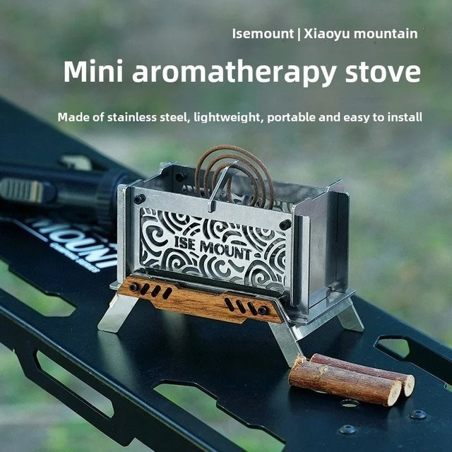MOUNTAINHIKER Tragbarer Mini-Aromatherapie-Ofen aus Edelstahl in Silber mit abnehmbarem Holzofen für Camping und Outdoor-Einsätze - Bild 1
