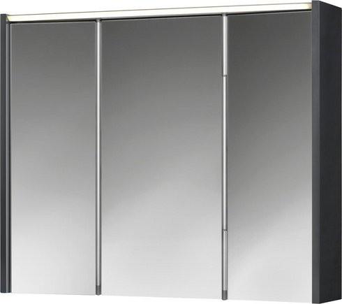 JOKEY Spiegelschrank Arbo, 3-türig mit LED-Beleuchtung und Glasfronten, grau, B: 73 cm, H: 62,7 cm, T: 15,7 cm - Bild 1