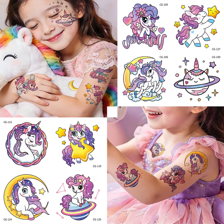 ROCOOART Einhorn Temporäre Tattoo-Aufkleber, Regenbogen-Pferdemuster - Bild 3