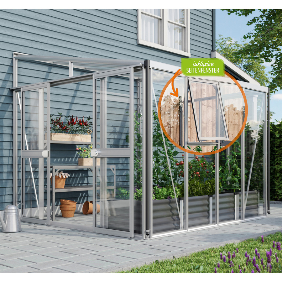 Vitavia Anlehn-Gewächshaus Athena 7000 aus Aluminium in Silber mit 7 m² Anbaufläche und Polycarbonat-Verglasung - Bild 2