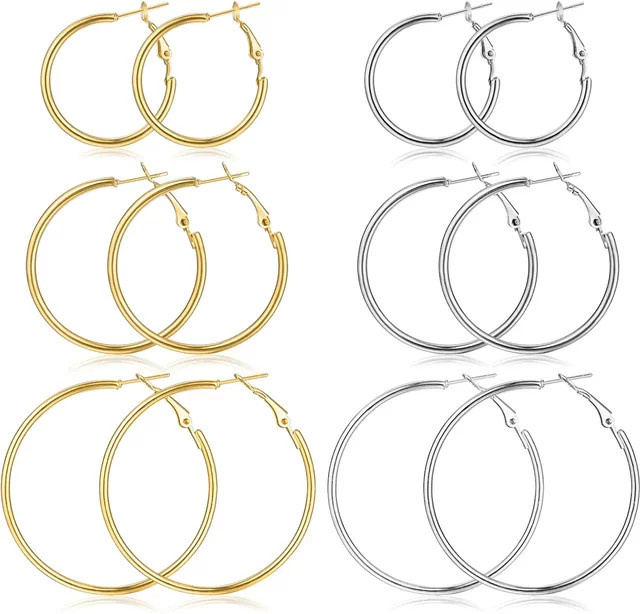 Hyperbole Creolen Set, Messing, Goldfarben, Damen - Bild 1