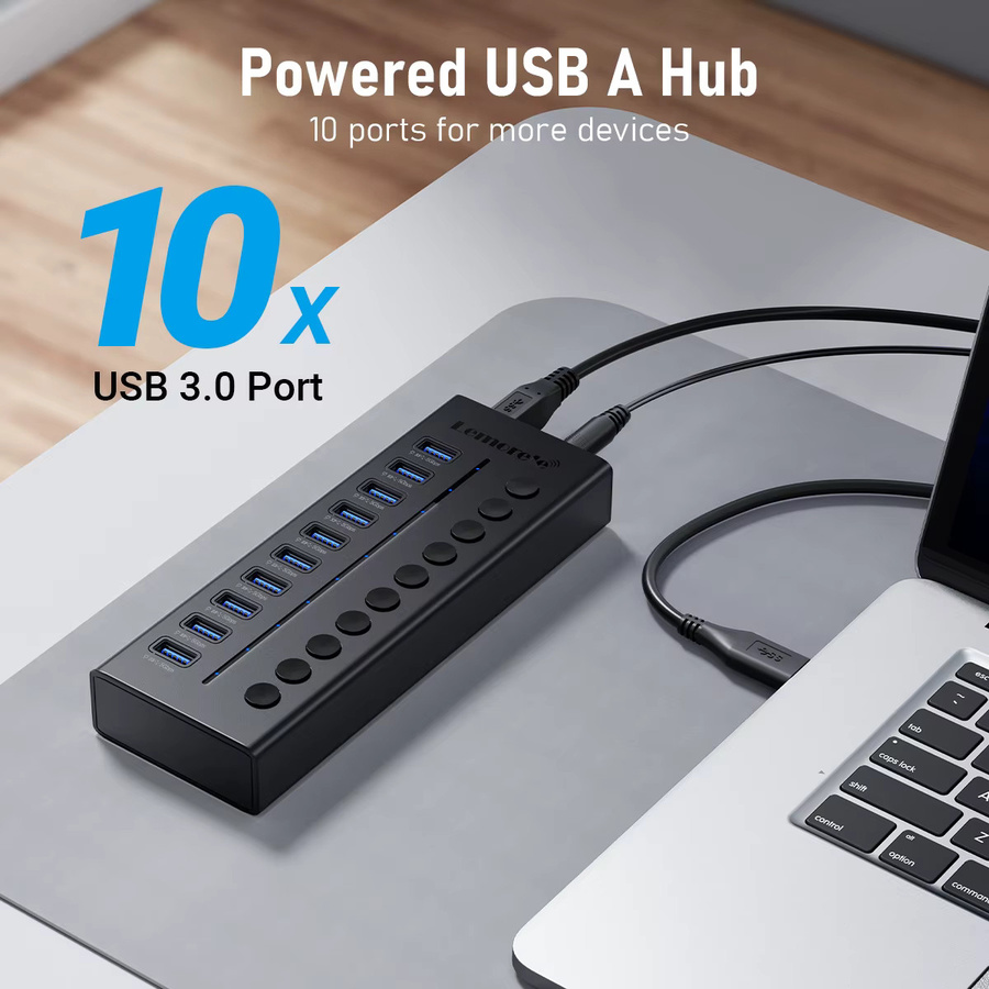 Lemorele TC119 USB C Hub mit 10 Ports, USB 3.0 Dockingstation für MacBook, Laptop, PC und Smartphone - Bild 4