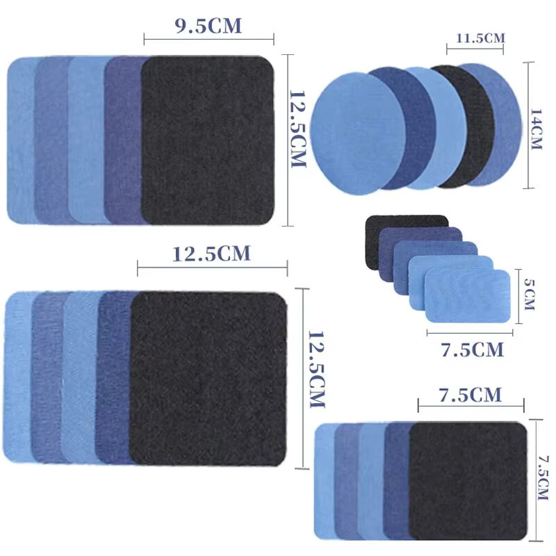 Denim-Aufnäher Reparaturset aus 100 % Baumwolle in Blau für Jeans und Kleidung - Bild 5