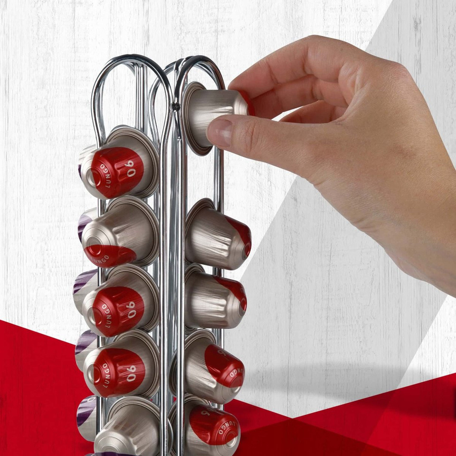 Fackelmann Kapselhalter aus Metall in Silber für 40 Kapseln mit Anti-Rutsch-Funktion - Bild 2