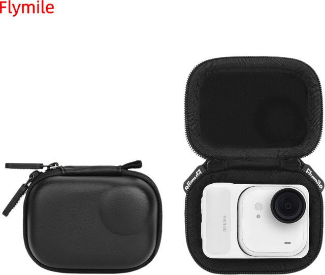 Flymile Aufbewahrungstasche für Insta360 Go Ultra, kratzfeste Kameratasche aus PU in Schwarz mit Karabiner - Bild 1