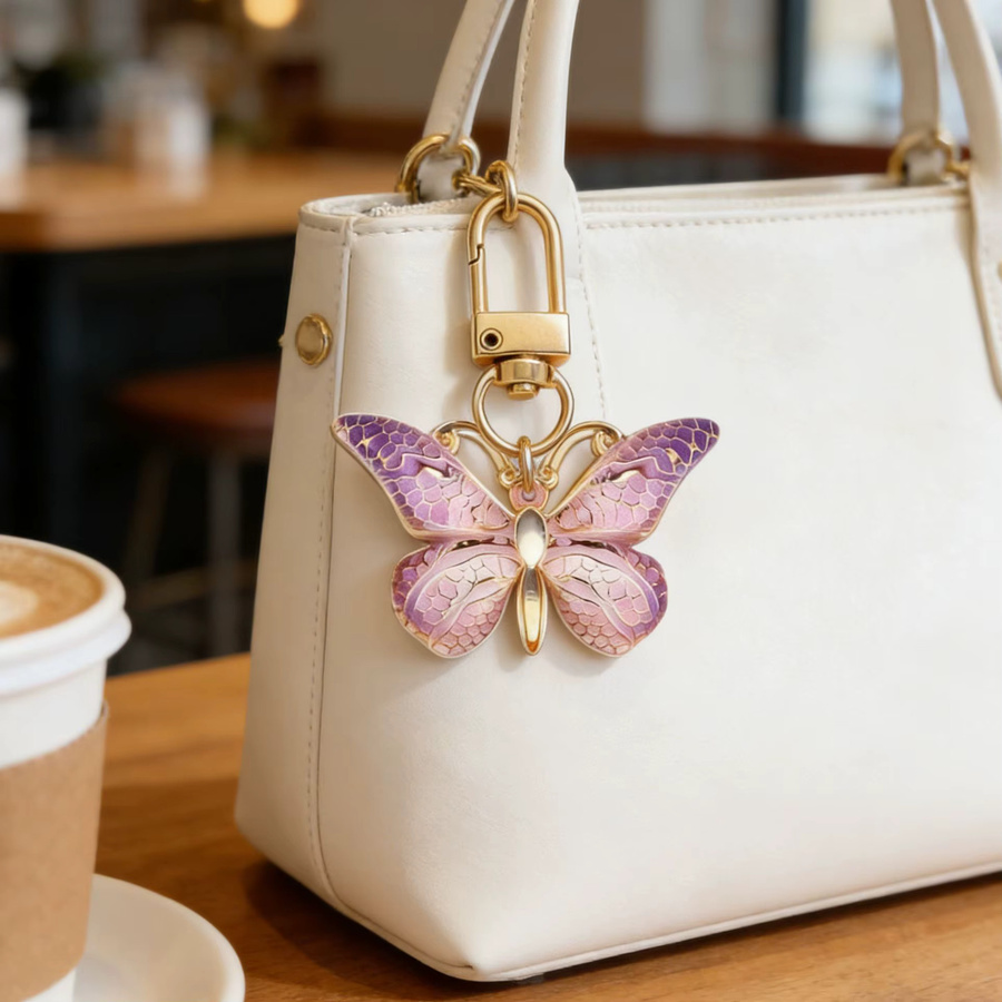 Qionehouse Schmetterling-Schlüsselanhänger mit Organza-Geschenktüten und Dankeskarten - Bild 2