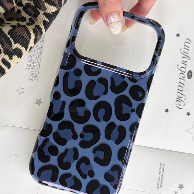 Potdemiel Handyhülle mit blauem Leopardenmuster für iPhone 15, iPhone 16 und iPhone 17 Pro Max, sturzsichere Schutzhülle im Cartoon-Design - Bild 1