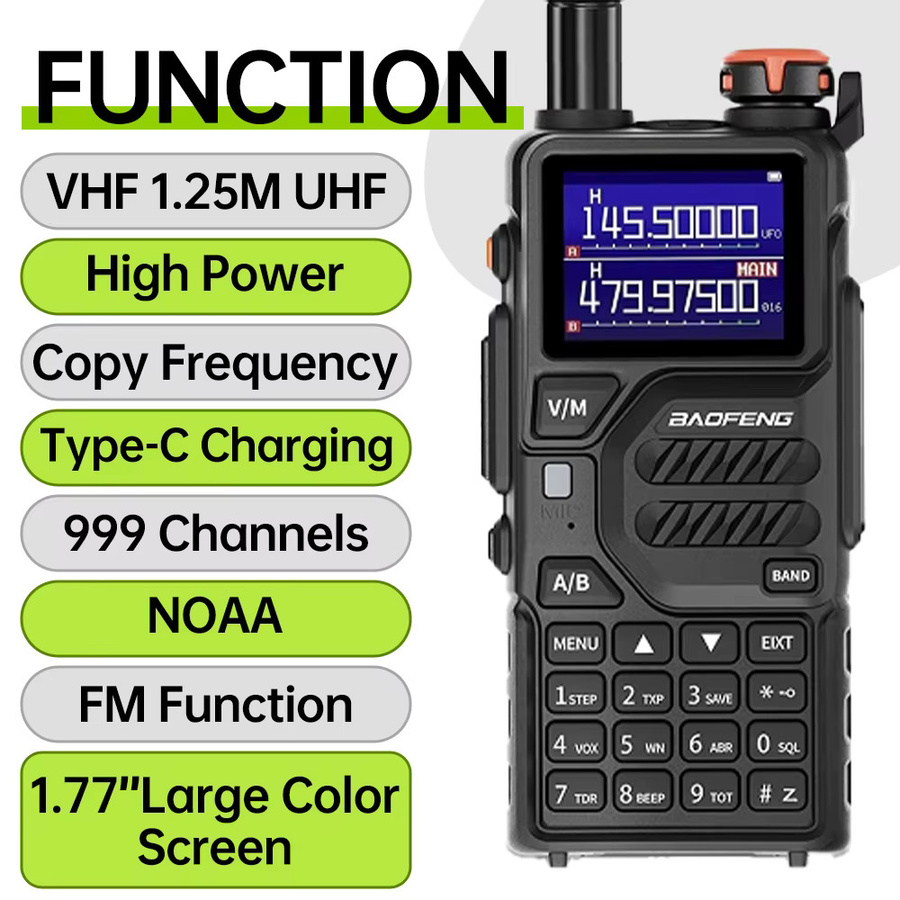 Baofeng K5PLUS Handfunkgerät in Schwarz mit 10W Multiband UHF VHF AM Luftfahrtband, 999 Kanäle und 2500mAh Akku - Bild 2