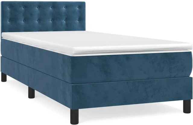 vidaXL Boxspringbett mit Matratze Dunkelblau Samt B/T: 90 x 200 cm - Bild 1