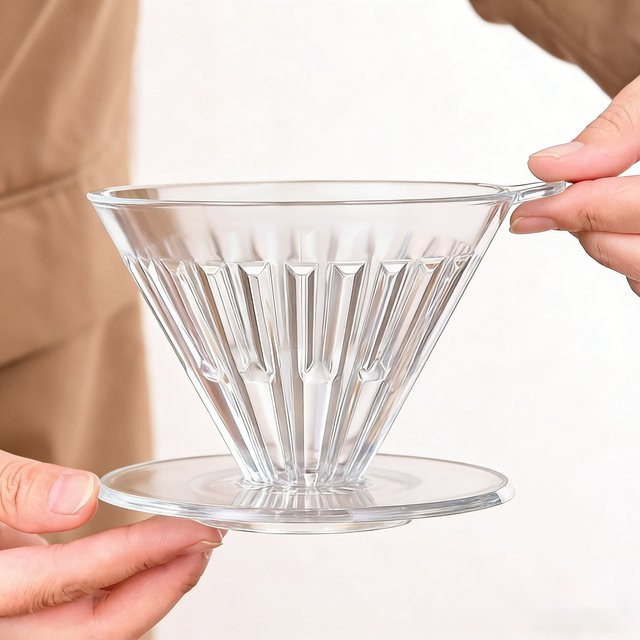 OANKR Kaffee-Dripper Pour-Over Kaffeebereiter aus Acryl in Grau Transparent - Bild 1