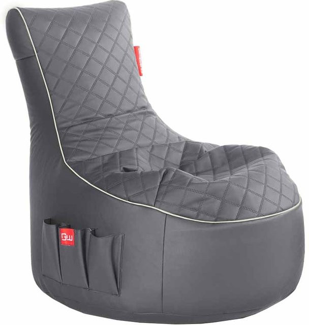 Gamewarez Gaming Sitzsack Classic aus Kunstleder in Granite Hurricane Grau/Weiß - Bild 1