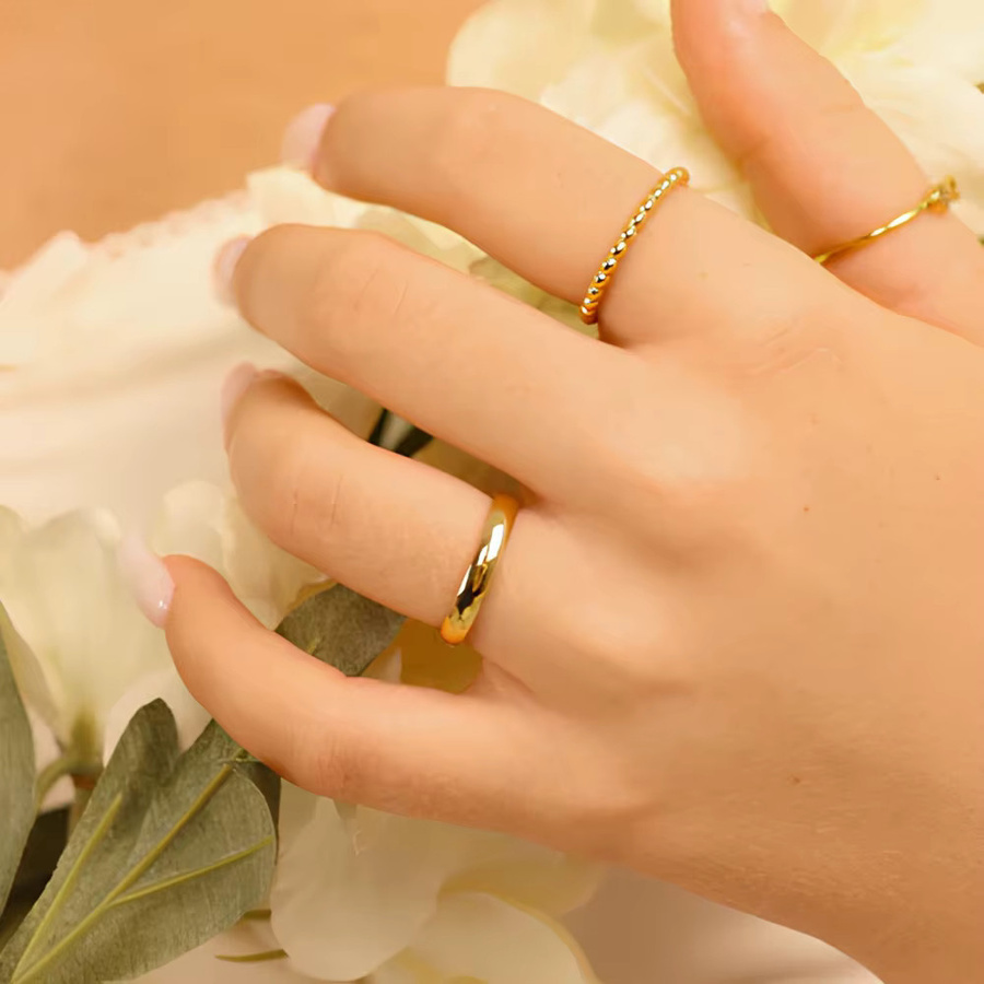 Ring 18-karätig vergoldet, Edelstahl, 8 mm, Damen - Bild 1