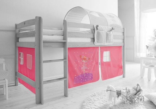 TiCAA Motiv Vorhangstoffe für Hochbetten in Pink für Kinder - Bild 1
