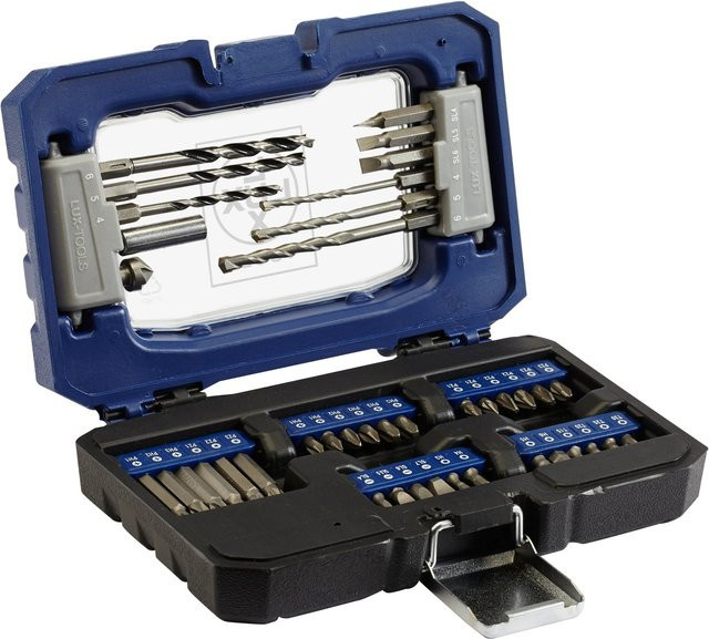 LUX-TOOLS Bohrer- und Bit-Set 42-teilig in Blau und Stahl - Bild 1