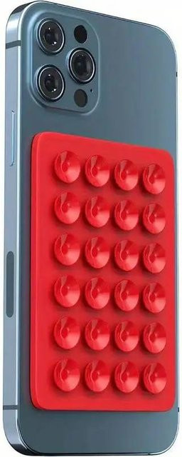 QI CHEN Silikon-Telefonhaltermatte mit Saugnapf, quadratischer Wandständer für die Gehäusemontage, rot - Bild 1
