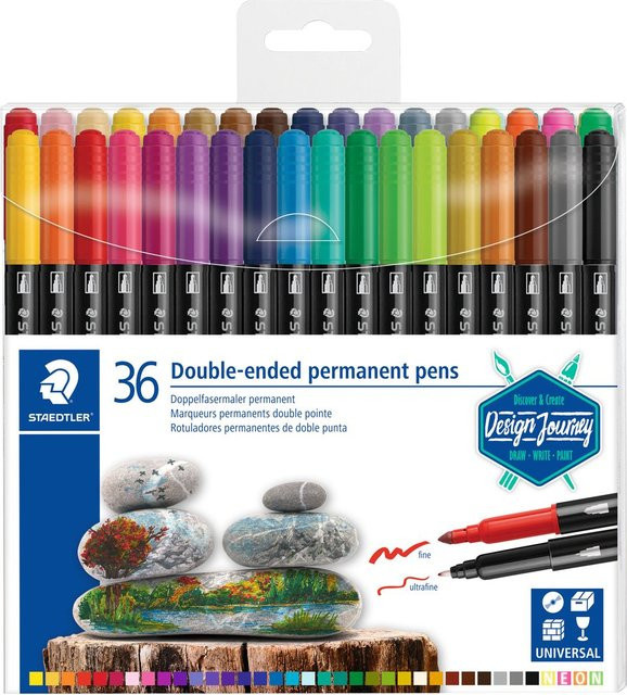 Staedtler Permanent Marker Set mit Doppelfasern, 36 Stück, Multicolor, Fine Tip - Bild 1