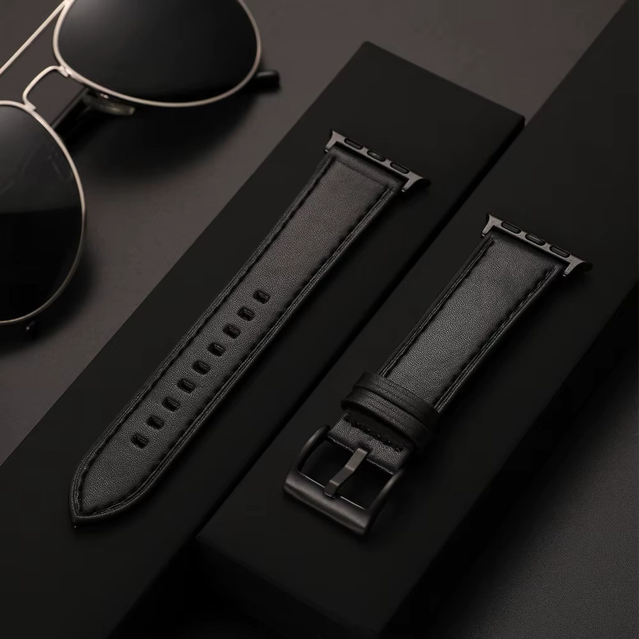 JBAILI Uhrenarmband Leder, Schwarz, Unisex - Bild 1