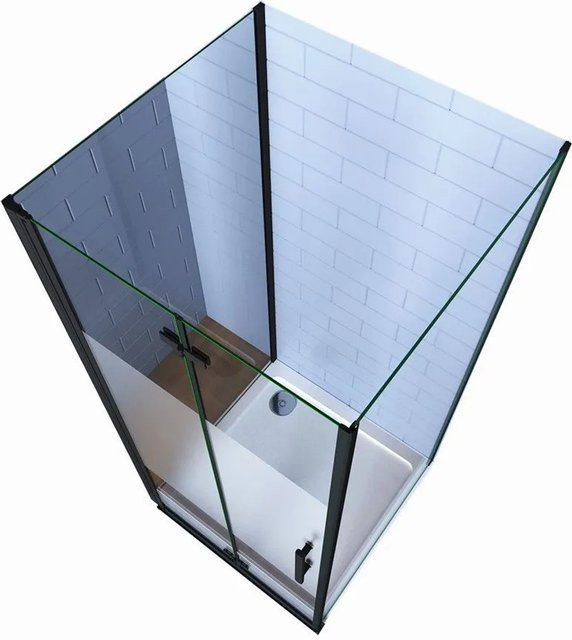 Duschparadies U-Form Duschkabine mit Falttür aus Milchglas und Nano-Beschichtung, B/T: 90 x 100 cm, Höhe: 195 cm - Bild 1