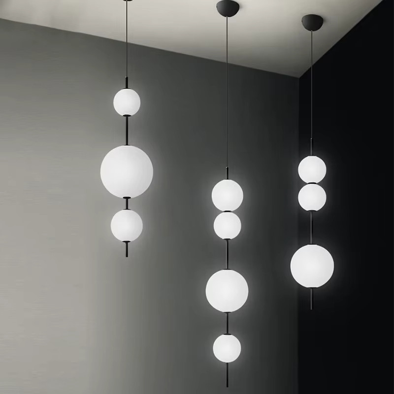 Moderne LED Pendelleuchte TAONUANSHU mit Glaskugeln in Transparent und Weiß für Wohnzimmer und Schlafzimmer - Bild 2