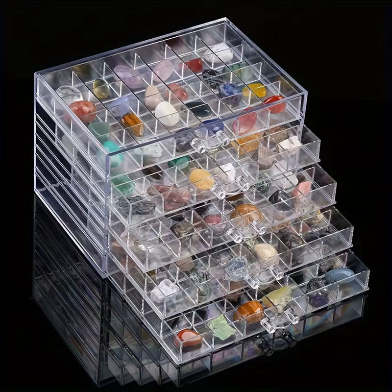 Kristallvitrine transparente Kunststoff-Aufbewahrungsbox für deine Sammlung von Natursteinen und Edelsteinen in rechteckiger Form - Bild 4
