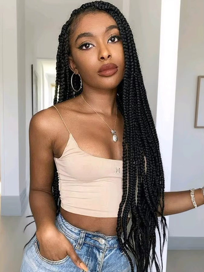 Colorful Girl Crochet Twist Braids, schwarzes synthetisches Flechthaar, 66 cm, 3er Pack - Bild 6
