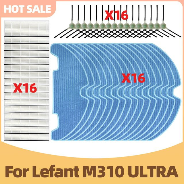 OSSIEAO Ersatzteil-Set für Lefant M310 Ultra Staubsauger mit Seitenbürsten, Filtern und Mopptüchern - Bild 1