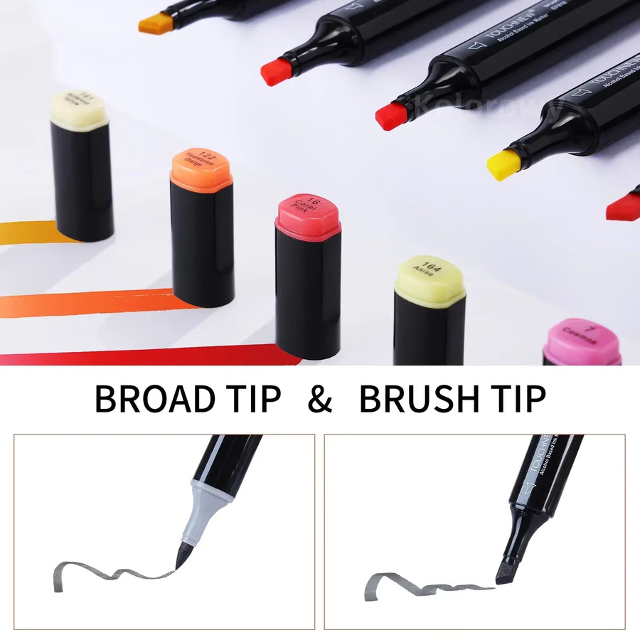 TOUCHNEW Alkoholmarker Set mit Pinsel- und Meißelspitze für Künstler in Schwarz und Multicolour - Bild 2
