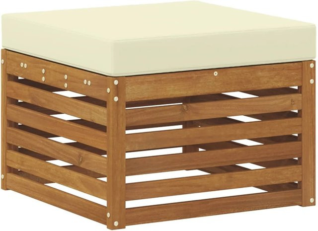 vidaXL Outdoor-Fußhocker aus Akazien-Massivholz mit Polster in Braun, B/T/H: 110 x 59 x 37 cm - Bild 1