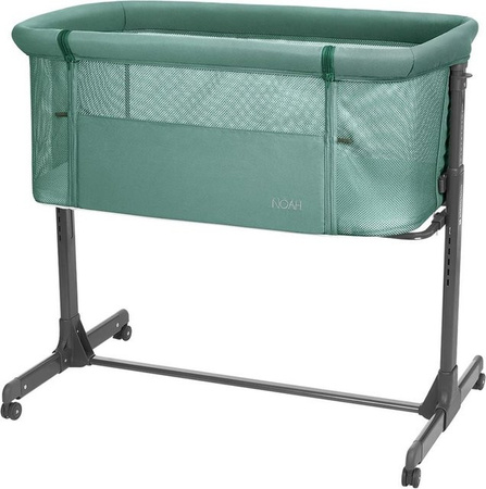 Kikkaboo Beistellbett Noah in Dunkelgrün mit verstellbarer Höhe, Anti-Reflux-Funktion und Rollen