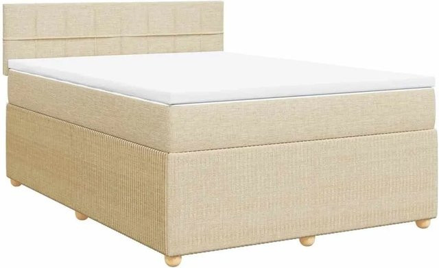 vidaXL Boxspringbett mit Matratze in Beige, Hybrid-Design mit Taschenfederkern, B/T: 140 x 200 cm - Bild 1