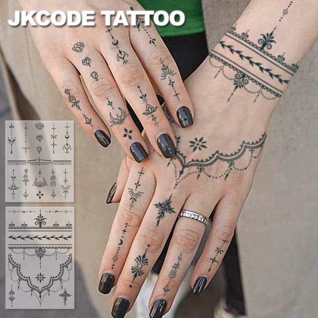 JKCODE TATTOO Mini-Finger-Tattoo-Aufkleber, 2-teiliges Set, Unisex - Bild 1
