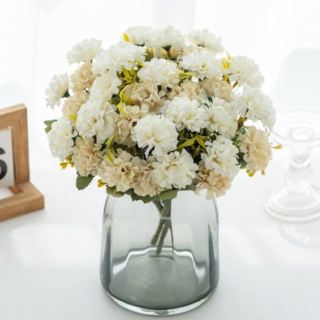 Künstliche Hortensien aus Seide in Weiß für Hochzeiten, Garten und Dekoration - Bild 1
