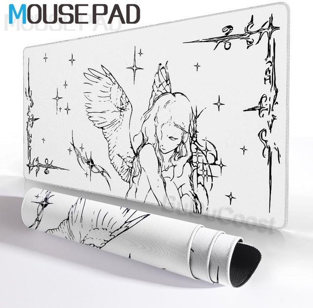 Tuilelai XXL Mauspade Anime-Mädchen Gotische Ästhetik in Schwarz-Weiß, B/T/H: 80 x 40 x 0,2 cm - Bild 1