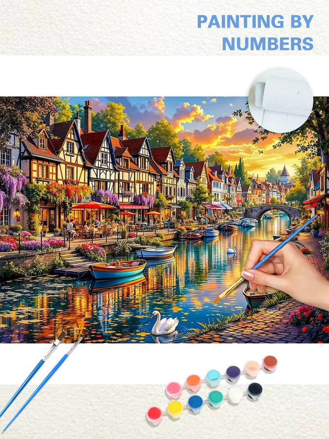 GATYZTORY Stadtgemälde nach Zahlen, Landschaftsmalerei, 40x50cm - Bild 2