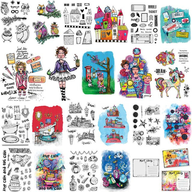 Owl Signature Cool Madam Collection Klare Silikonstempel Set für DIY Scrapbooking und Postkarten-Gestaltung, Mehrfarbig - Bild 1