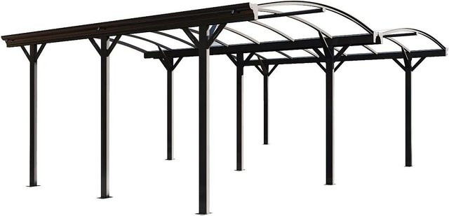 Freistehendes Carport Baresa aus Aluminium in Anthrazitgrau mit gebogenem Design, Breite: 370 cm - Bild 1