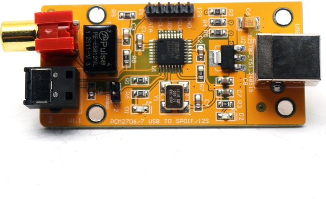 DYKBmetered PCM2706 USB-Soundkarte mit optischem, koaxialem und I2S-Ausgang als digitaler Audiokonverter DAC mit 24 Bit/96 kHz und Power Filter für HiFi-Musik - Bild 1