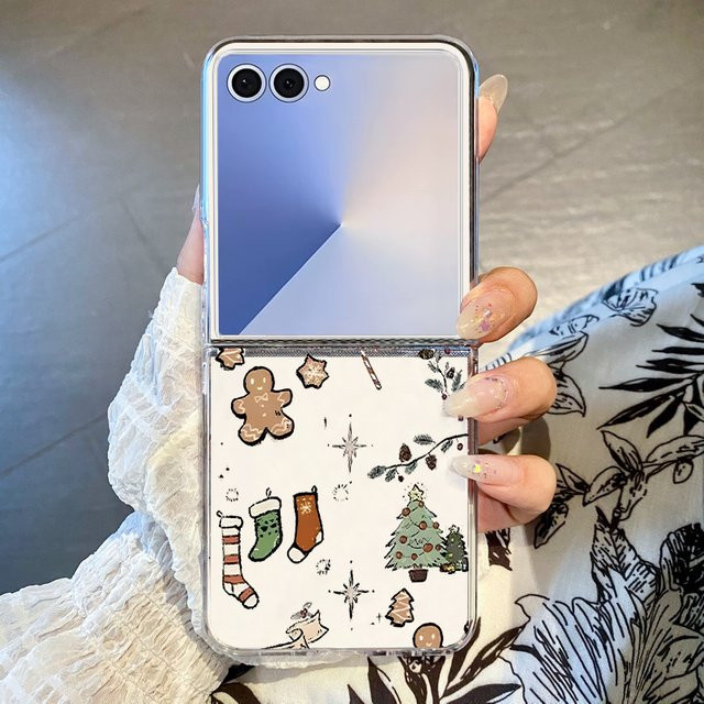 Transparente Handyhülle mit Elch-Weihnachtsmuster für Samsung Galaxy Z Flip7, Z Flip6 und Z Flip5 5G - Bild 1