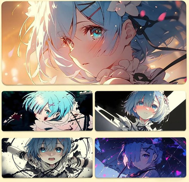 Großes Anime Rem Mauspad aus Re:Zero als Schreibtischunterlage und Laptop-Tastaturmatte in Multicolour - Bild 1