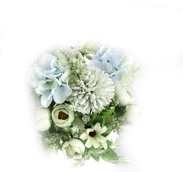 Künstliche Blumenkugel von OutsideWorld in Grün und Blau als modernes Seiden-Blumenarrangement für die Tischdekoration - Bild 1