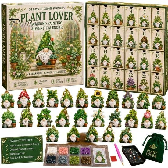 Finebuy Faux-Diamant-Kunst-Set Halloween Gnom Adventskalender als DIY Bastelset für Kinder und Erwachsene mit bunten Hängeornamenten - Bild 1